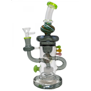 On Point Glass - 10" Assorted Multi Marble Showerhead Perc Recycler Water Pipe - [ABC201]